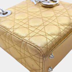 Pre Owned Dior Gold Small Metallic Grained Calfskin Cannage My ABCDior Lady Dior