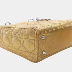 Pre Owned Dior Gold Small Metallic Grained Calfskin Cannage My ABCDior Lady Dior