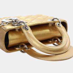 Pre Owned Dior Gold Small Metallic Grained Calfskin Cannage My ABCDior Lady Dior