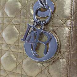 Pre Owned Dior Gold Small Metallic Grained Calfskin Cannage My ABCDior Lady Dior