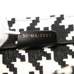 Pre Owned Dior Black White Medium Canvas Houndstooth Embroidered Book Tote