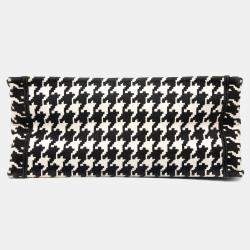 Pre Owned Dior Black White Medium Canvas Houndstooth Embroidered Book Tote