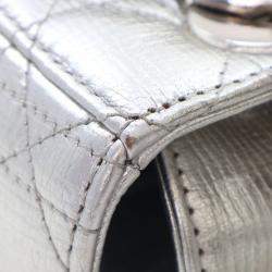 Pre Owned Dior Silver Small Metallic Grained Calfskin Cannage My ABCDior Lady Dior