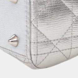 Pre Owned Dior Silver Small Metallic Grained Calfskin Cannage My ABCDior Lady Dior