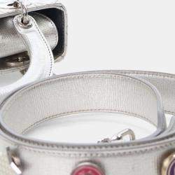 Pre Owned Dior Silver Small Metallic Grained Calfskin Cannage My ABCDior Lady Dior