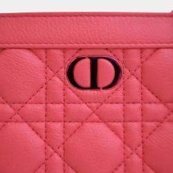 Pre Owned Dior Pink Supple Cannage Calfskin Caro Every Dior Pouch
