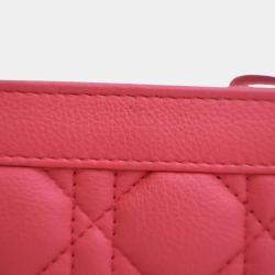 Pre Owned Dior Pink Supple Cannage Calfskin Caro Every Dior Pouch