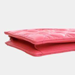 Pre Owned Dior Pink Supple Cannage Calfskin Caro Every Dior Pouch