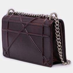 Pre Owned Dior Brown Mini Grained Calfskin Diorama Flap