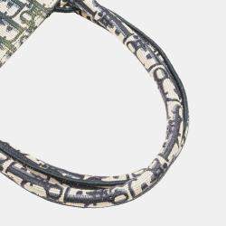 Pre Owned Dior Navy Blue Medium Oblique Canvas Book Tote