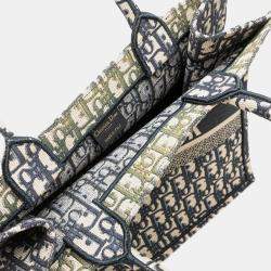 Pre Owned Dior Navy Blue Medium Oblique Canvas Book Tote