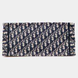 Pre Owned Dior Navy Blue Medium Oblique Canvas Book Tote