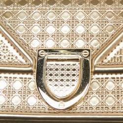 Pre Owned Dior Gold Microcannage Patent Leather Baby Diorama Shoulder Bag