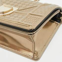 Pre Owned Dior Gold Microcannage Patent Leather Baby Diorama Shoulder Bag