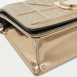 Pre Owned Dior Gold Microcannage Patent Leather Baby Diorama Shoulder Bag