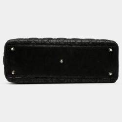 Pre Owned Dior Black Large Iridescent Fabric Cannage Lady Dior