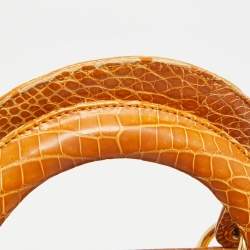 Pre Owned Dior Brown Crocodile Medium Limited Edition 032 Lady Dior Tote