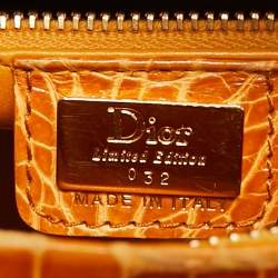 Pre Owned Dior Brown Crocodile Medium Limited Edition 032 Lady Dior Tote