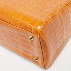 Pre Owned Dior Brown Crocodile Medium Limited Edition 032 Lady Dior Tote
