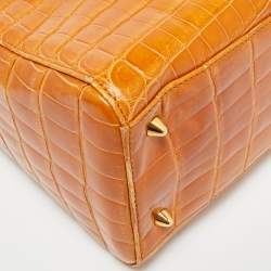 Pre Owned Dior Brown Crocodile Medium Limited Edition 032 Lady Dior Tote
