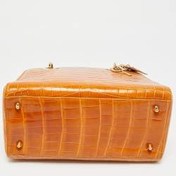 Pre Owned Dior Brown Crocodile Medium Limited Edition 032 Lady Dior Tote