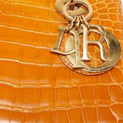 Pre Owned Dior Brown Crocodile Medium Limited Edition 032 Lady Dior Tote