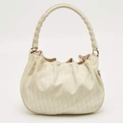 Pre Owned Dior Off White Diorissimo Nylon Lovely Hobo