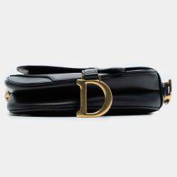 Pre Owned Dior Black Mini Smooth Calfskin Saddle Bag