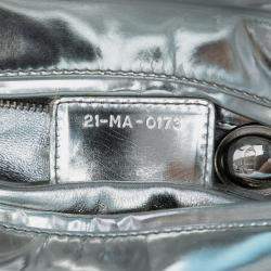 Pre Owned Dior Silver Medium Metallic Patent Lady Dior