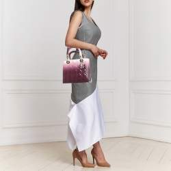 Pre Owned Dior Ombre Purple Cannage Patent Leather Medium Lady Dior Tote