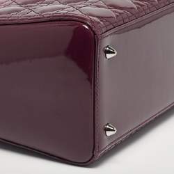 Pre Owned Dior Ombre Purple Cannage Patent Leather Medium Lady Dior Tote