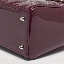 Pre Owned Dior Ombre Purple Cannage Patent Leather Medium Lady Dior Tote