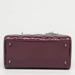 Pre Owned Dior Ombre Purple Cannage Patent Leather Medium Lady Dior Tote