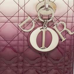 Pre Owned Dior Ombre Purple Cannage Patent Leather Medium Lady Dior Tote