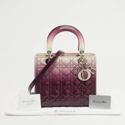 Pre Owned Dior Ombre Purple Cannage Patent Leather Medium Lady Dior Tote