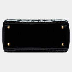 Pre Owned Dior Black Medium Patent Cannage Lady Dior