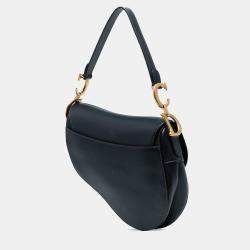 Pre Owned Dior Black Smooth Calfskin Saddle Bag