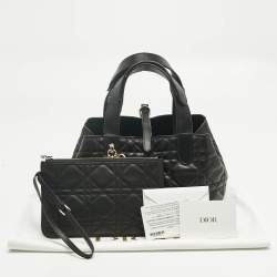 Pre Owned Dior Black Cannage Leather Small Toujours Tote