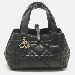 Pre Owned Dior Black Cannage Leather Small Toujours Tote