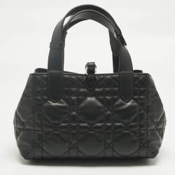 Pre Owned Dior Black Cannage Leather Small Toujours Tote