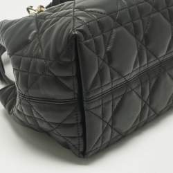 Pre Owned Dior Black Cannage Leather Small Toujours Tote