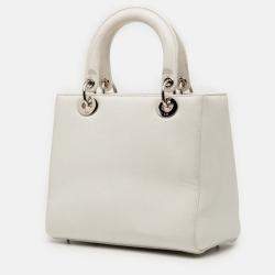 Pre Owned Dior White Medium Lambskin Paradise Lady Dior