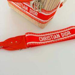 Pre Owned Christian Dior Orange Lady Dior Natural Wicker Medium Bag
