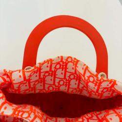 Pre Owned Christian Dior Orange Lady Dior Natural Wicker Medium Bag