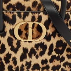 Pre Owned Dior Beige/Black Leopard Print Calfhair and Leather St Honoré Tote