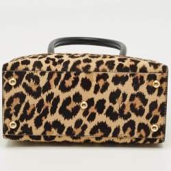 Pre Owned Dior Beige/Black Leopard Print Calfhair and Leather St Honoré Tote