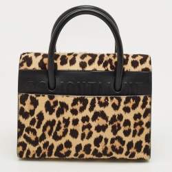 Pre Owned Dior Beige/Black Leopard Print Calfhair and Leather St Honoré Tote