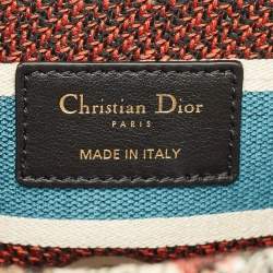 Pre Owned Dior Multicolor Floral Embroidered Canvas Medium Lady D-Lite Tote