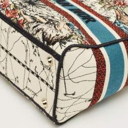 Pre Owned Dior Multicolor Floral Embroidered Canvas Medium Lady D-Lite Tote