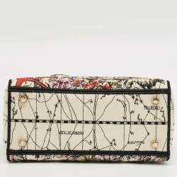Pre Owned Dior Multicolor Floral Embroidered Canvas Medium Lady D-Lite Tote